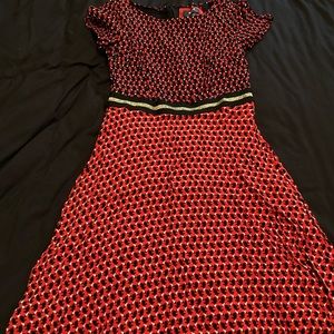 Anthropologie Maeve bunny rabbit print red dress, US size 0